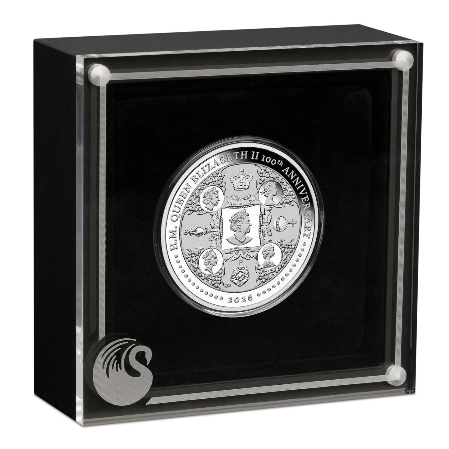 Queen Elizabeth II 100th Anniversary 2026 one-ounce silver proof coin in case