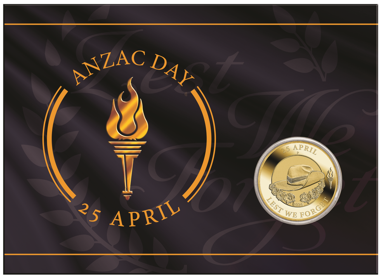 Anzac Day 2026 one-dollar uncirculated coin in presentation card