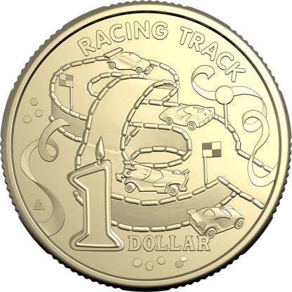 Reverse of the 2025 Racing Track $1 uncirculated coin