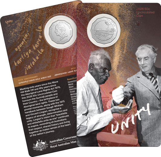 2026 Unity 50c uncirculated coin in presentation card