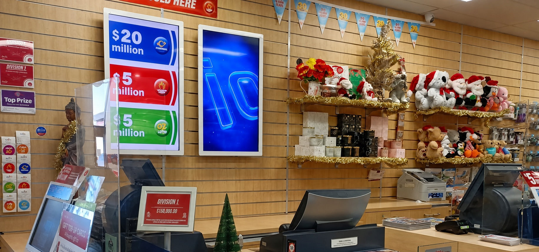 Inside High Wycombe News & Lotteries, with gifts and Lotterywest displays